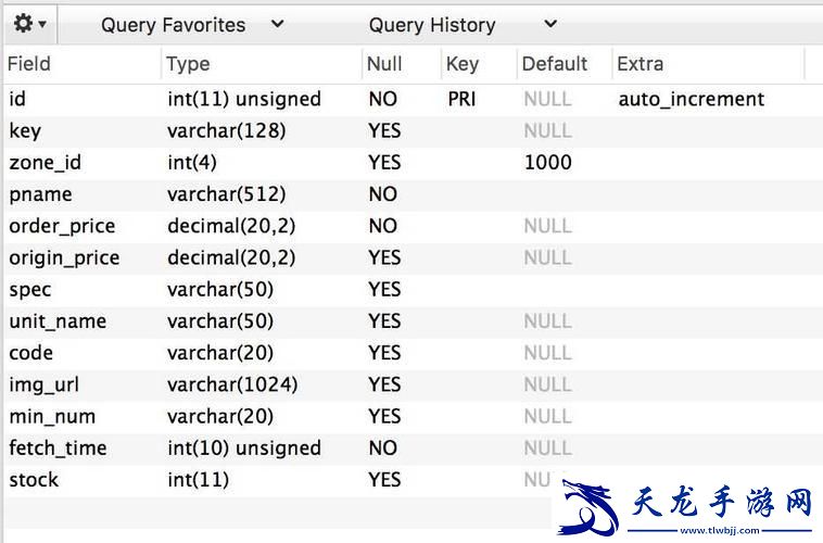 MySQL查表結構